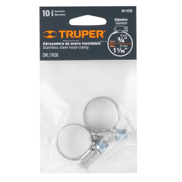Bolsa c/2 abrazaderas sin fin # 10, 3/4 - 1-1/16, Truper - Image 3