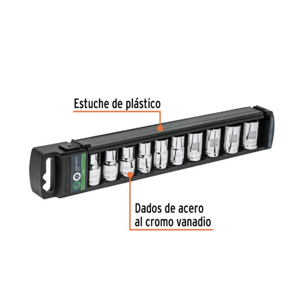 Juego de 10 dados cuadro 1/2 torx, Truper - Image 2