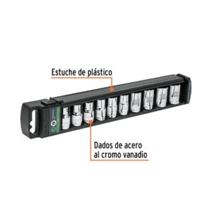 Juego de 10 dados cuadro 1/2 torx, Truper