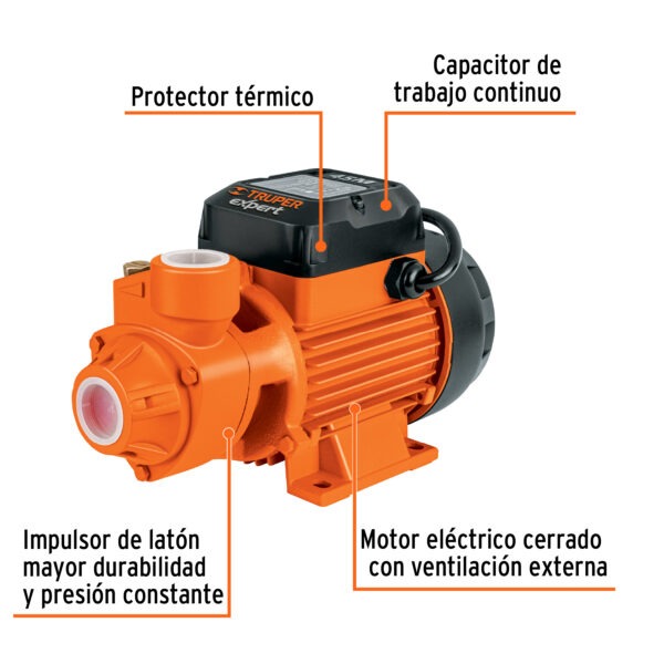 Bomba eléctrica periférica para agua 3/4 HP, Truper Expert - Image 2