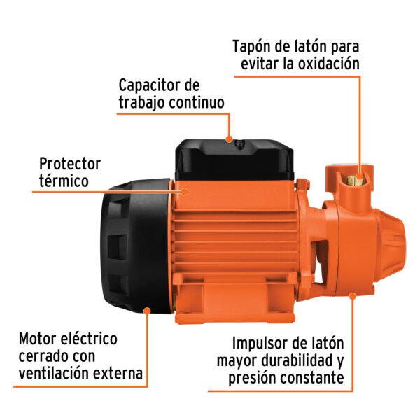 Bomba eléctrica periférica para agua 1 HP, Truper Expert - Image 3