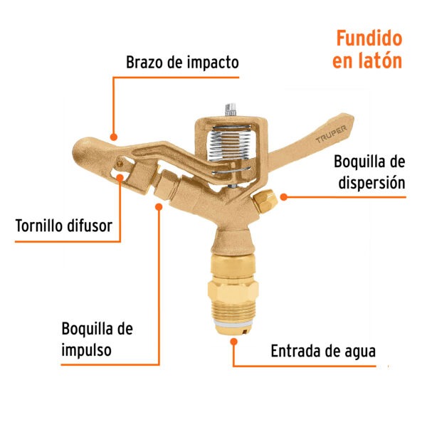 Aspersor agrícola 3/4, fundido en latón - Image 3