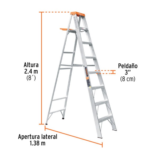 Escalera de tijera tipo ll 7 peldaños y bandeja, Truper - Image 2
