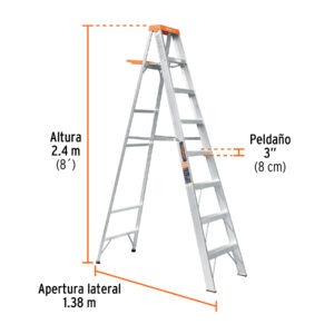 Escalera de tijera tipo ll 7 peldaños y bandeja, Truper