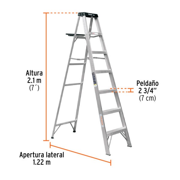 Escalera de tijera tipo III, 6 escalones, con bandeja - Image 2
