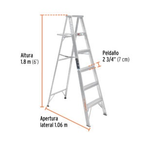 Escalera de tijera 100% aluminio tipo lll 5 peldaños, Truper