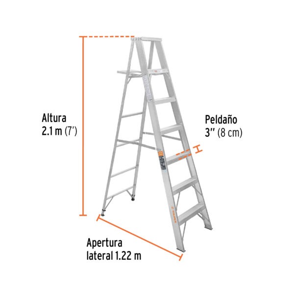 Escalera de tijera 100% aluminio tipo ll 6 peldaños, Truper - Image 2