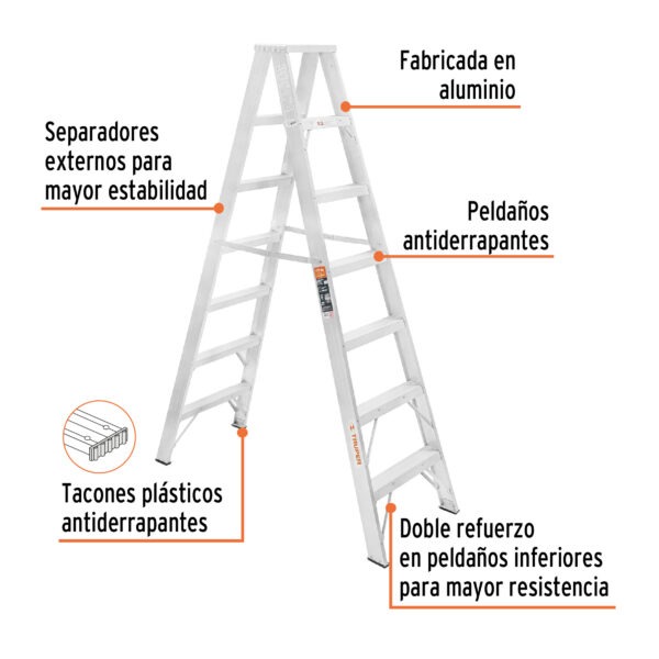Escalera de tijera doble, tipo ll, 6 escalones, Truper - Image 2