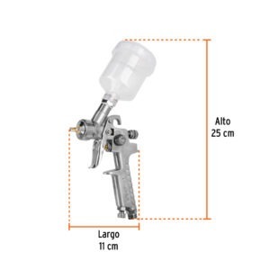 Pistola p/retoque gravedad HVLP vaso plástico, 1 mm, Truper