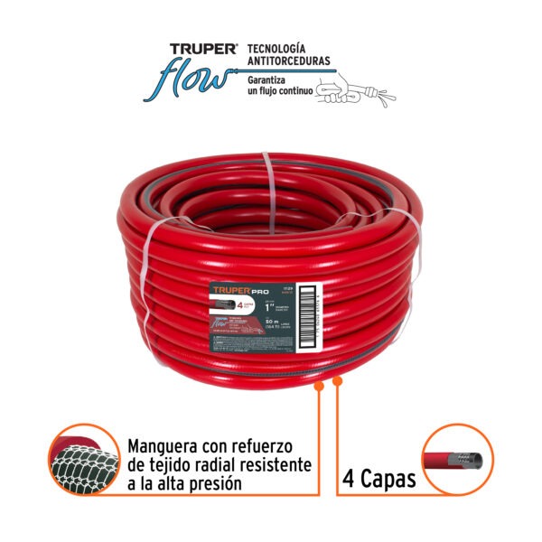 Manguera 1 4 capas en rollo de 50 m, Truper