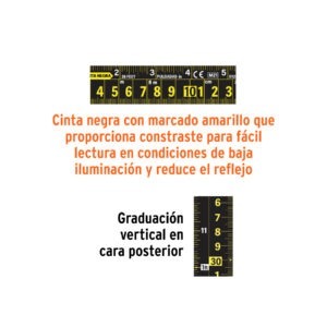 Flexómetro contra impactos Cinta Negra x-ancha 27 mm 8 m