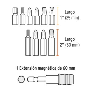 Juego de 58 puntas mixtas largo 1 estuche plástico, Expert