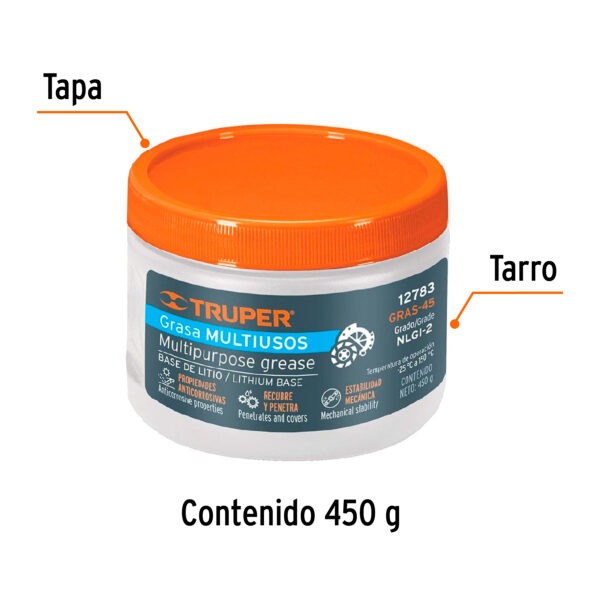 Grasa de jabón base litio para chasis, 450 g, Truper