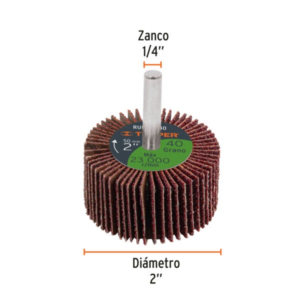 Rueda Flap Con Vastago Grano 40 X 2