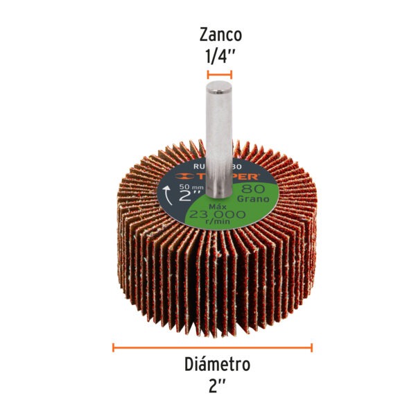 Rueda Flap Con Vastago Grano 80 x 2