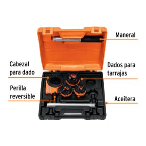 Juego de 4 tarrajas para tubo de 1/2 a 1, Truper