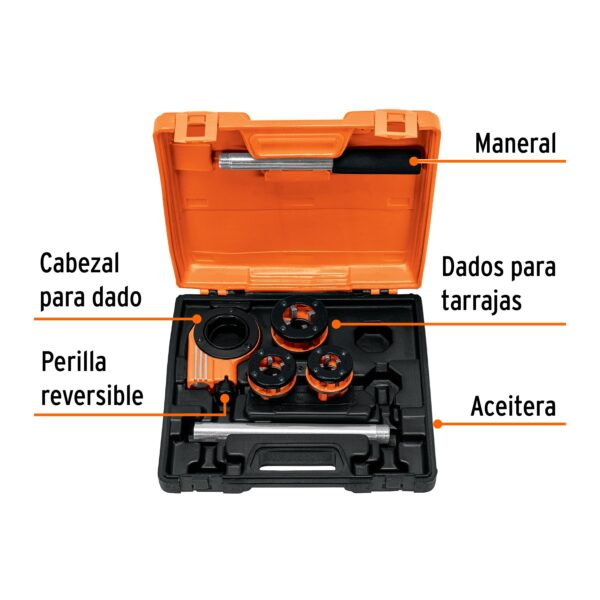 Juego de 4 tarrajas para tubo de 1/2 a 1, Truper
