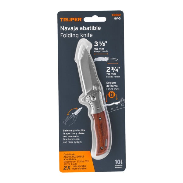 Navaja Abatible Con Mango De Madera 3