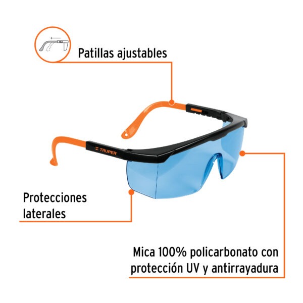 Lentes de seguridad ajustables azules, Truper Classic
