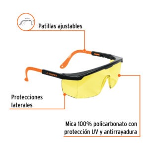 Lentes de seguridad ajustables ambar, Truper Classic