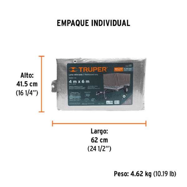 Lona gris reforzada 4 x 6 m, Truper