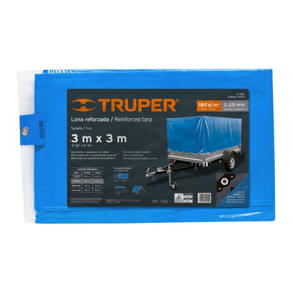 Lona azul reforzada de 3 x 3 m, Trupe