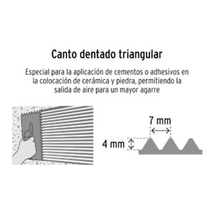 Llana dentado triangular 11, 6 remaches, mango plástico