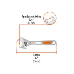 Llave ajustable (perico) 6 cromada mango de PVC, Truper