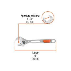 Llave ajustable (perico) 10 cromada mango de PVC, Truper