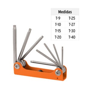 Juego de 8 llaves torx tipo navaja, cuerpo de lámina, Truper