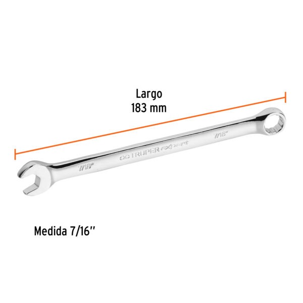 Llave combinada extralarga 7/16 x 183 mm de largo, Expert