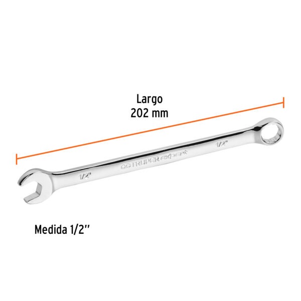 Llave combinada extralarga 1/2 x 202 mm de largo, Expert