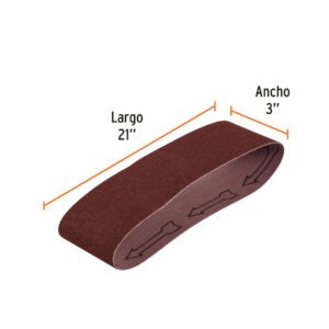 1 banda de lija 3 x 21 p/madera grano 100 en paquete de 5