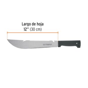 Machete rambo 12 cacha inyectada negra, con funda, Truper