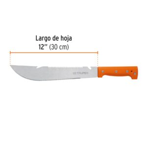 Machete rambo 12 cacha remachada naranja, con funda, Truper