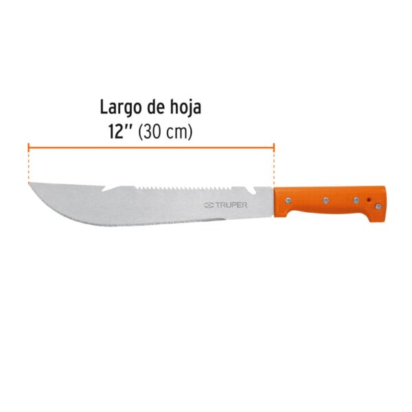 Machete rambo 12 cacha remachada naranja, con funda, Truper