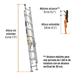 Escalera de extensión, tipo III, 16 peldaños