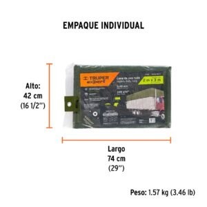 Lona uso rudo, verde olivo, 2 X 3 m, Truper Expert