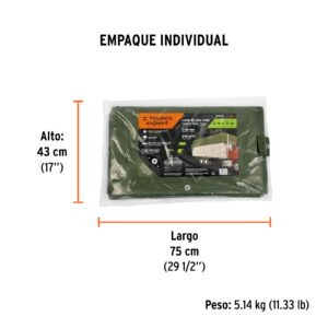 Lona uso rudo, verde olivo, 4 x 5 m, Truper Expert