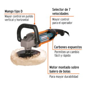 Pulidora 7 1200 W velocidad variable, profesional, Truper