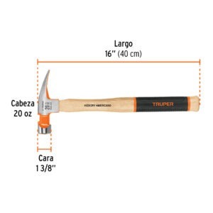 Martillo, Uña Recto, Cara Fresada 20 oz, Truper