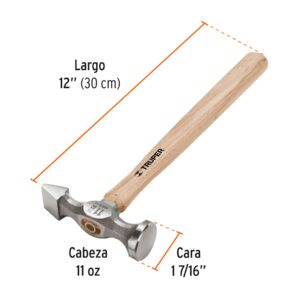 Martillo desabollador 11 oz tipo cincel, mango 12, Truper