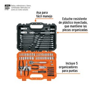Juego de 119 herramientas 1/4 y 3/8 mixtas para mecánico
