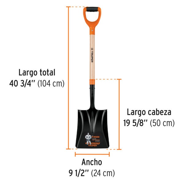 Pala cuadrada T-2000, puño Y, Truper