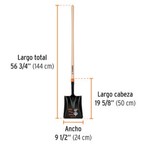 Pala cuadrada T-2000, mango largo 45, Truper