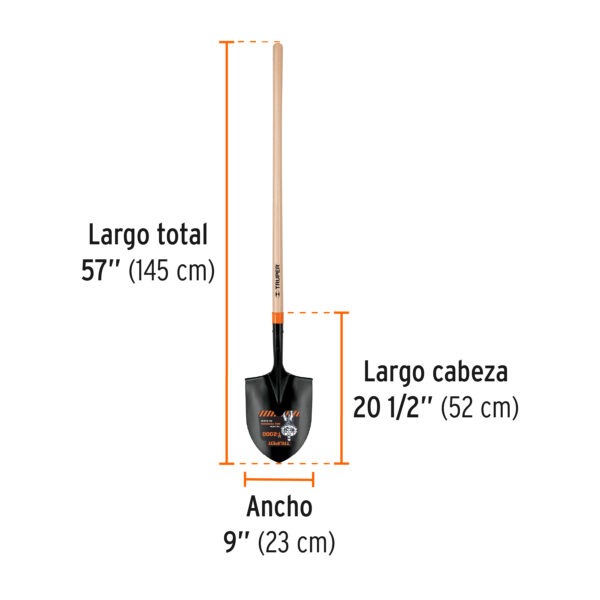 Pala irrigación T-2000, mango largo 45, Truper
