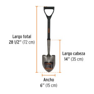 Pala cajuelera redonda, puño D con mango fibra de vidrio