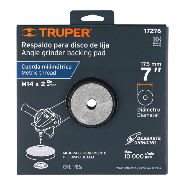 Respaldo para discos de lija 7, eje M14, Truper
