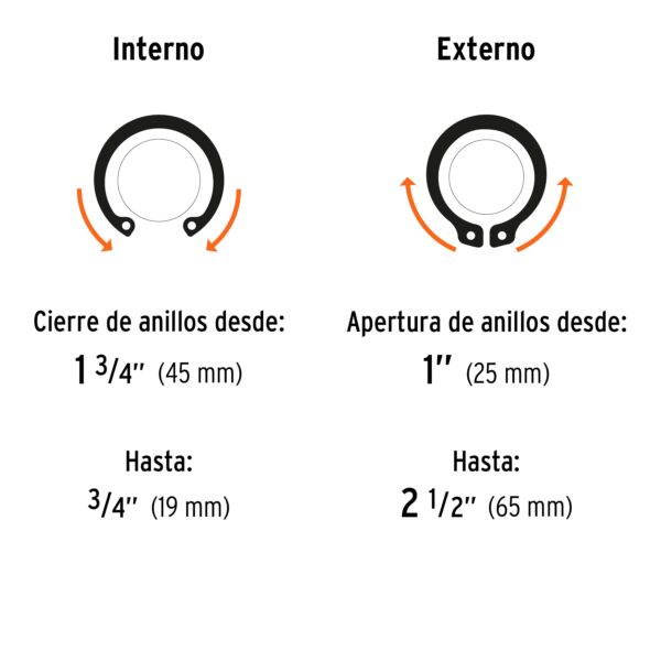 Pinza para anillos de retención 6 4 cabezas intercambiables