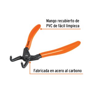 Pinza punta a 90° 6-3/4 para cerrar anillos, mango de PVC